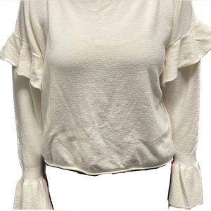 ZAR knit ruffle and bell sleeve cream top